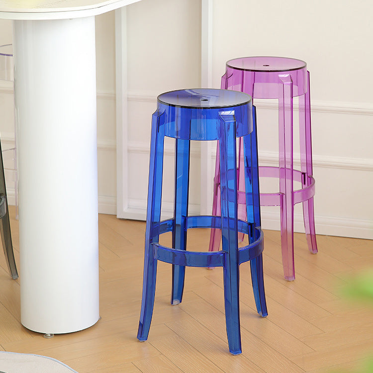 Modern Minimalist Round Plastic Bar Stool Footrest For Dining Room