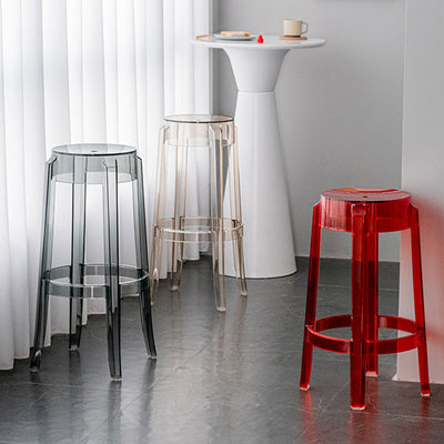 Modern Minimalist Round Plastic Bar Stool Footrest For Dining Room