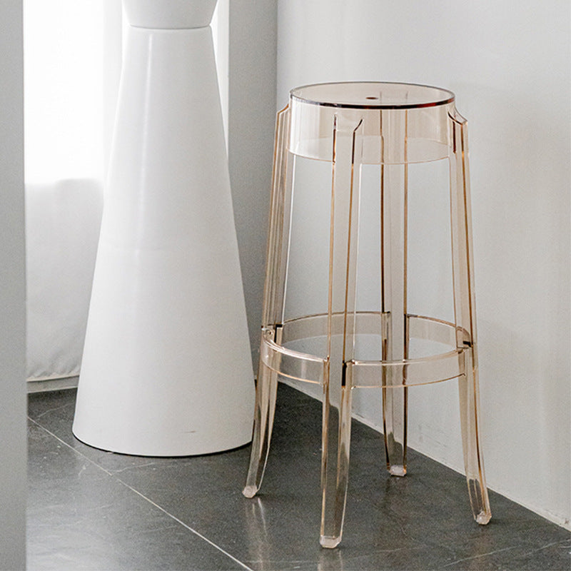 Modern Minimalist Round Plastic Bar Stool Footrest For Dining Room
