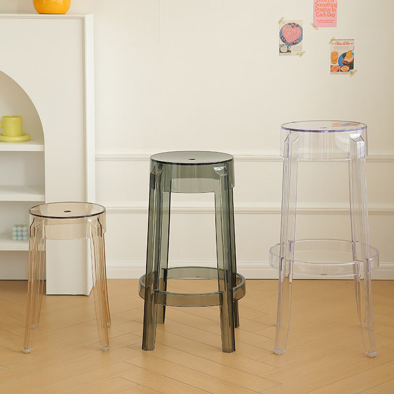 Modern Minimalist Round Plastic Bar Stool Footrest For Dining Room