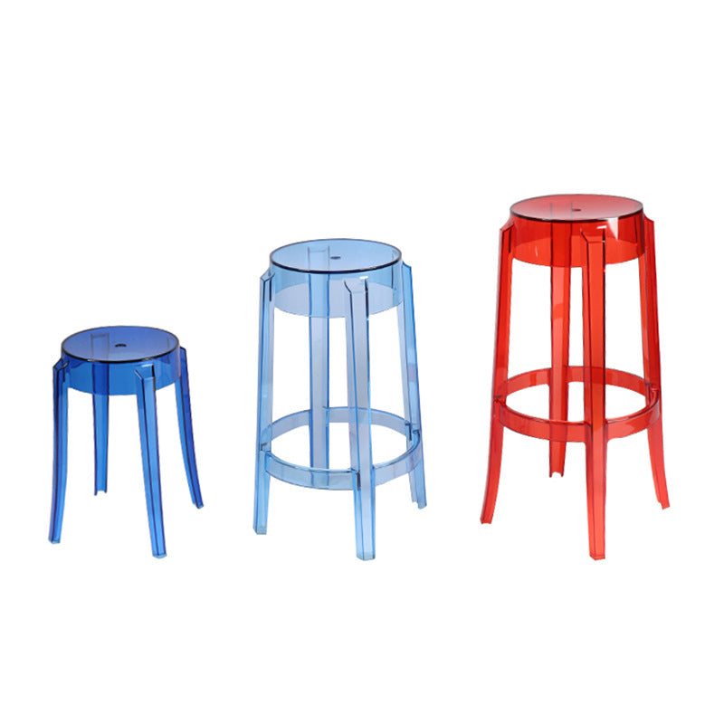 Modern Minimalist Round Plastic Bar Stool Footrest For Dining Room