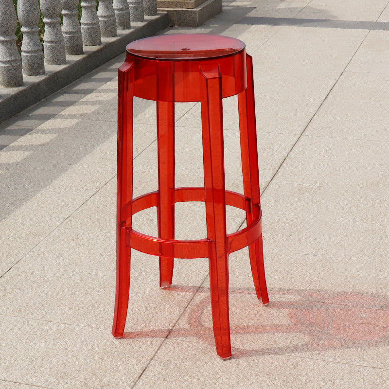 Modern Minimalist Round Plastic Bar Stool Footrest For Dining Room