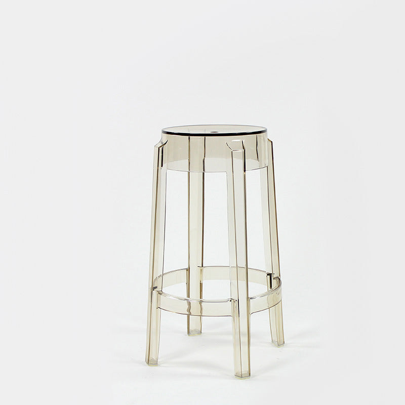 Modern Minimalist Round Plastic Bar Stool Footrest For Dining Room