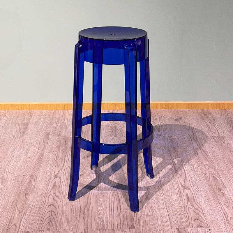 Modern Minimalist Round Plastic Bar Stool Footrest For Dining Room
