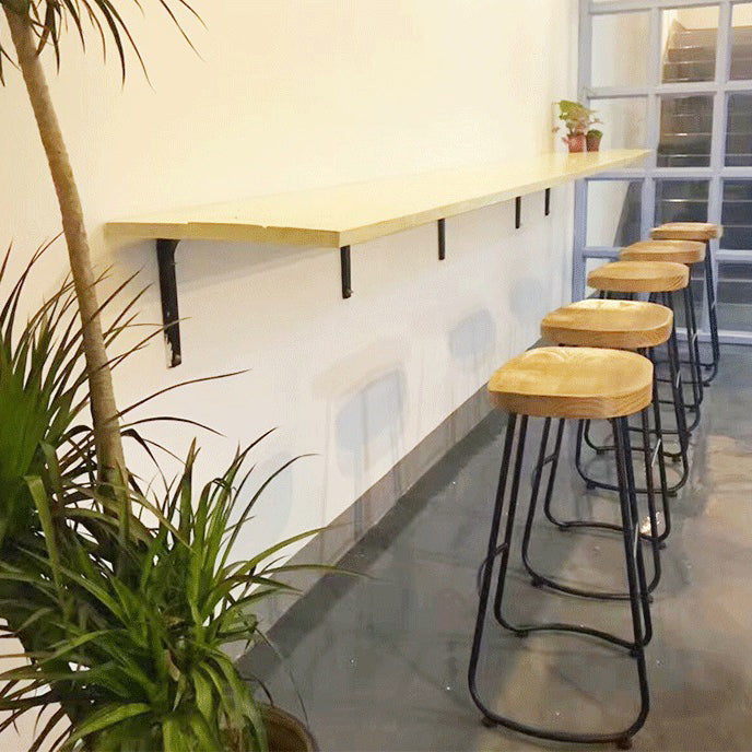 Tabouret de bar en bois massif et métal rétro traditionnel avec repose-pieds pour salle à manger 