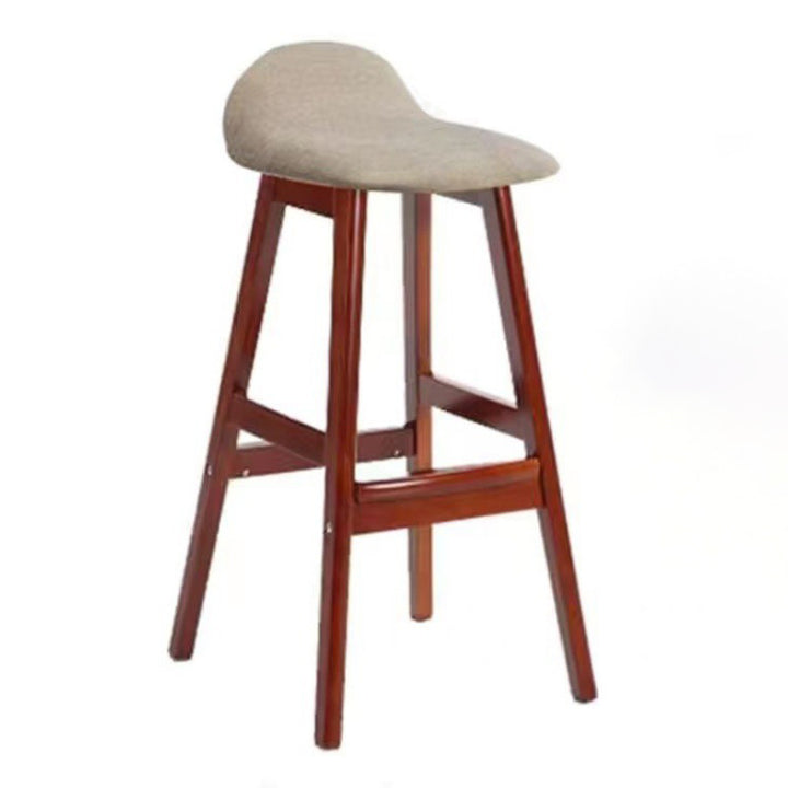 Tabouret de bar ovale contemporain scandinave en bois de caoutchouc avec dossier pour salle à manger 