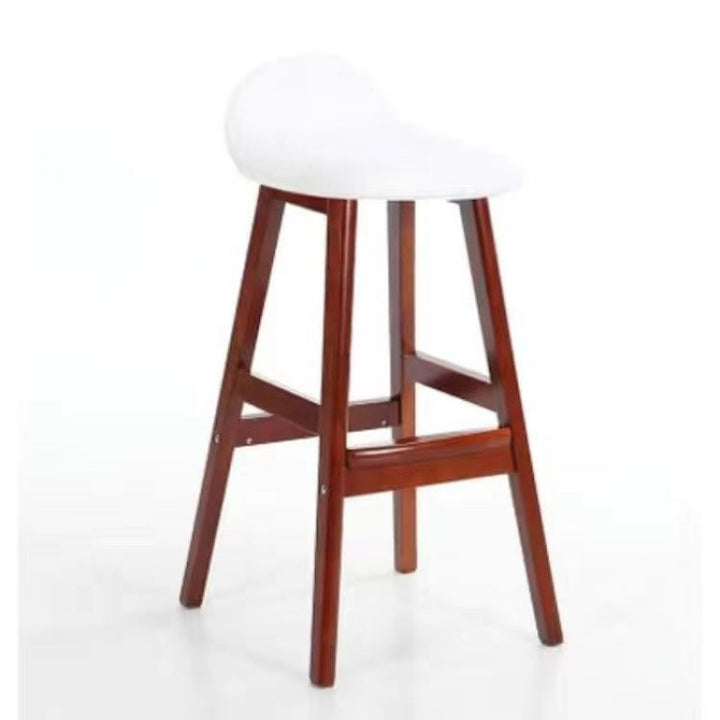 Tabouret de bar ovale contemporain scandinave en bois de caoutchouc avec dossier pour salle à manger 