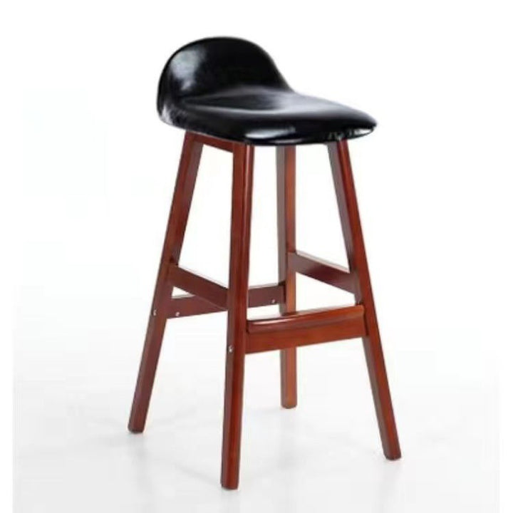 Tabouret de bar ovale contemporain scandinave en bois de caoutchouc avec dossier pour salle à manger 