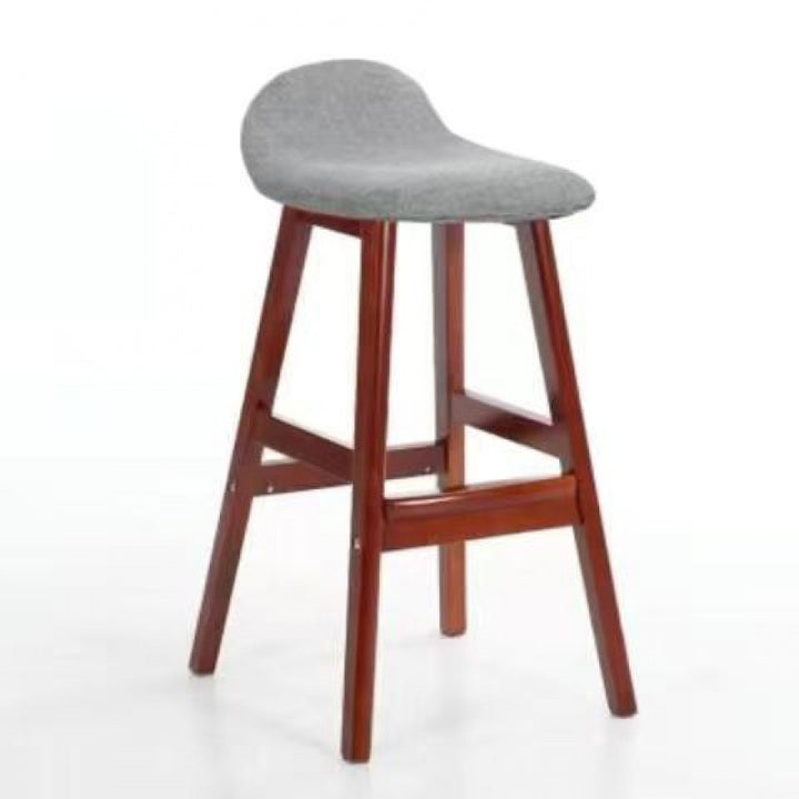 Tabouret de bar ovale contemporain scandinave en bois de caoutchouc avec dossier pour salle à manger 