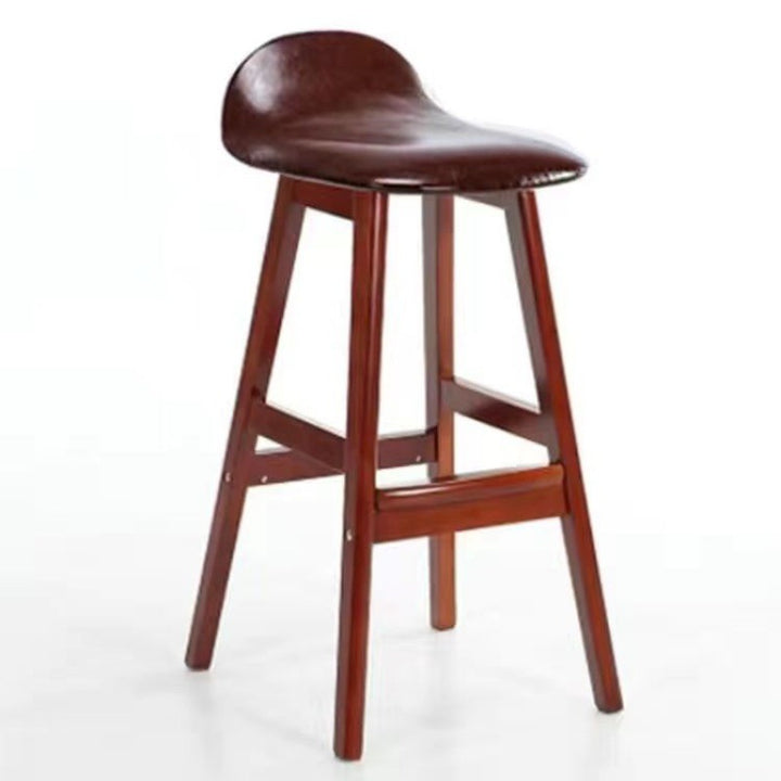 Tabouret de bar ovale contemporain scandinave en bois de caoutchouc avec dossier pour salle à manger 