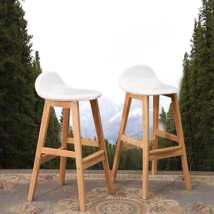 Tabouret de bar ovale contemporain scandinave en bois de caoutchouc avec dossier pour salle à manger 
