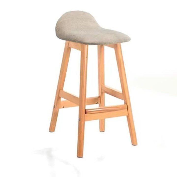Tabouret de bar ovale contemporain scandinave en bois de caoutchouc avec dossier pour salle à manger 