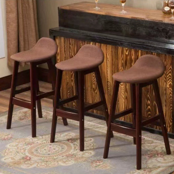 Tabouret de bar ovale contemporain scandinave en bois de caoutchouc avec dossier pour salle à manger 