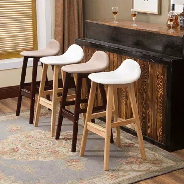 Tabouret de bar ovale contemporain scandinave en bois de caoutchouc avec dossier pour salle à manger 
