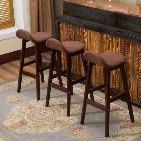Tabouret de bar ovale contemporain scandinave en bois de caoutchouc avec dossier pour salle à manger 