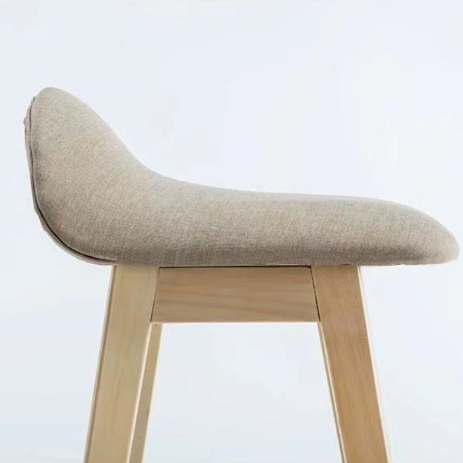 Tabouret de bar ovale contemporain scandinave en bois de caoutchouc avec dossier pour salle à manger 