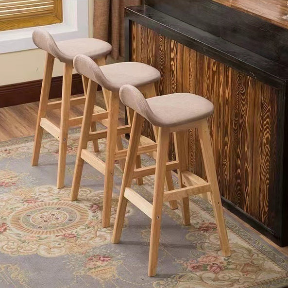 Tabouret de bar ovale contemporain scandinave en bois de caoutchouc avec dossier pour salle à manger 