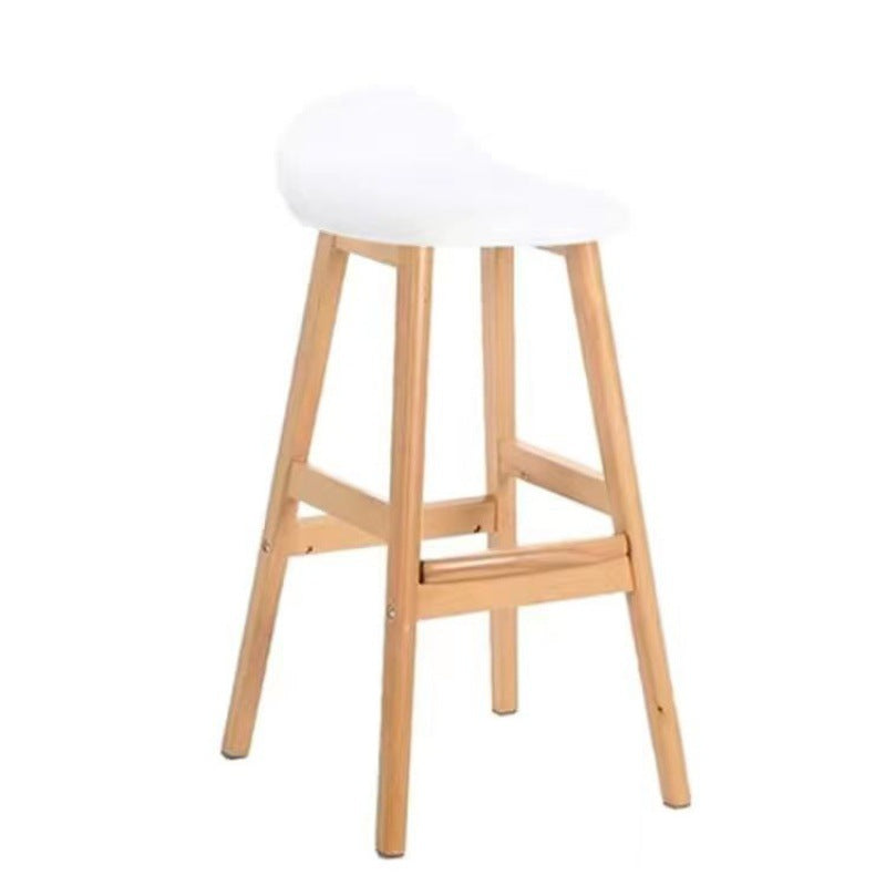 Tabouret de bar ovale contemporain scandinave en bois de caoutchouc avec dossier pour salle à manger 