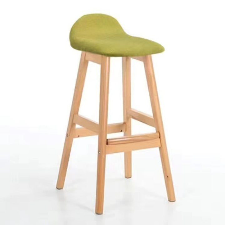 Tabouret de bar ovale contemporain scandinave en bois de caoutchouc avec dossier pour salle à manger 