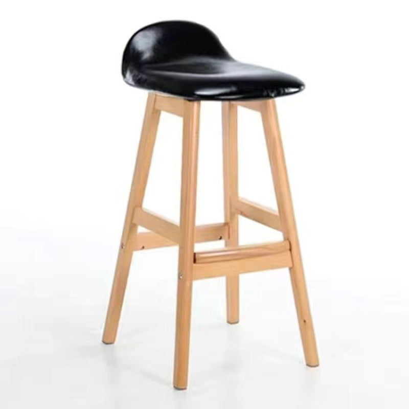 Tabouret de bar ovale contemporain scandinave en bois de caoutchouc avec dossier pour salle à manger 