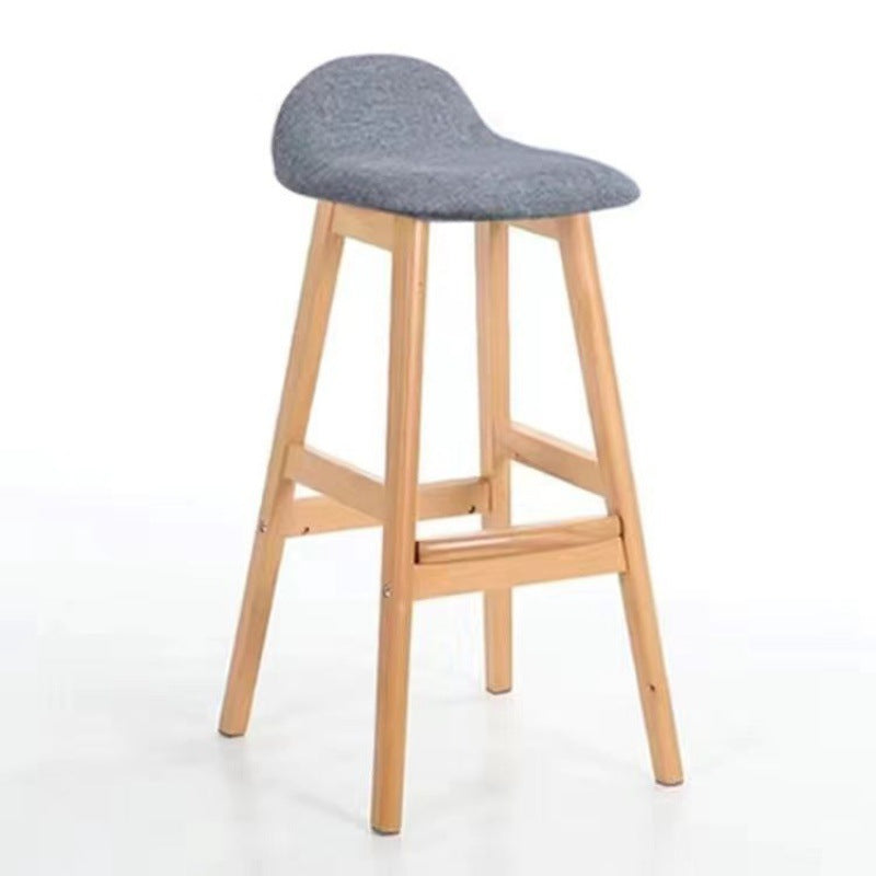 Tabouret de bar ovale contemporain scandinave en bois de caoutchouc avec dossier pour salle à manger 