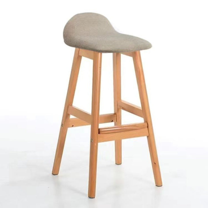 Tabouret de bar ovale contemporain scandinave en bois de caoutchouc avec dossier pour salle à manger 
