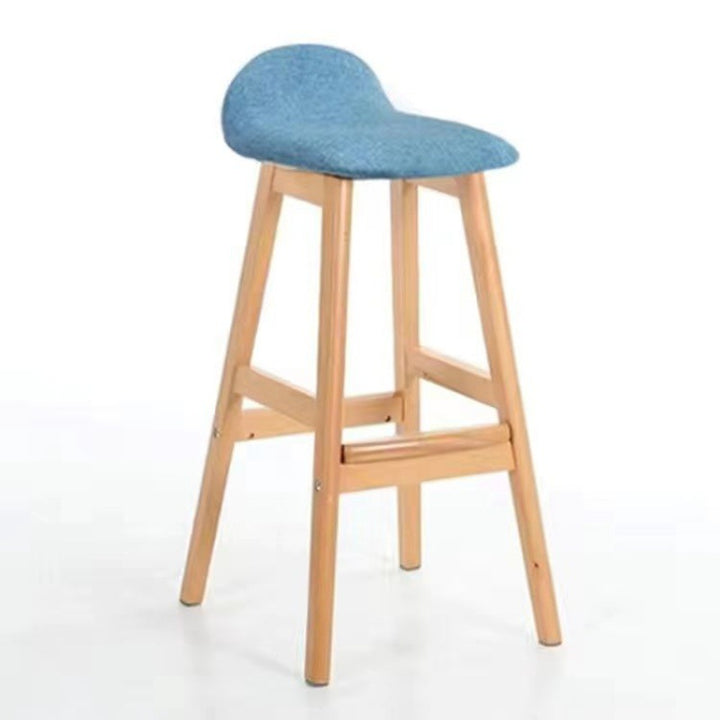 Tabouret de bar ovale contemporain scandinave en bois de caoutchouc avec dossier pour salle à manger 