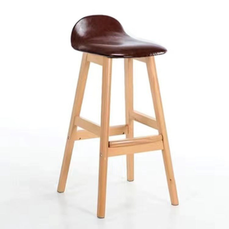 Tabouret de bar ovale contemporain scandinave en bois de caoutchouc avec dossier pour salle à manger 
