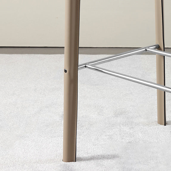 Modern Luxury Square Cushion Saddle Leather Carbon Steel Bar Stool Backrest For Dining Room