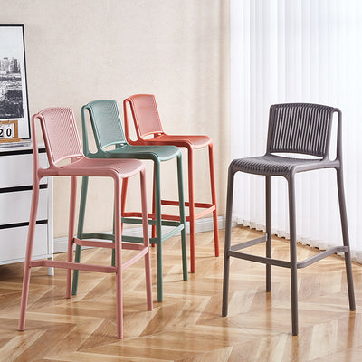 Taburete de Bar Cuadrado Moderno Minimalista de Plástico con Respaldo para Cocina 