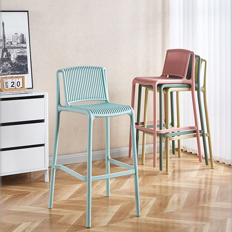 Taburete de Bar Cuadrado Moderno Minimalista de Plástico con Respaldo para Cocina 