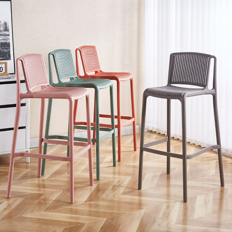 Taburete de Bar Cuadrado Moderno Minimalista de Plástico con Respaldo para Cocina 