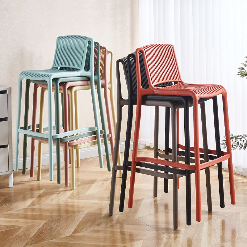 Taburete de Bar Cuadrado Moderno Minimalista de Plástico con Respaldo para Cocina 