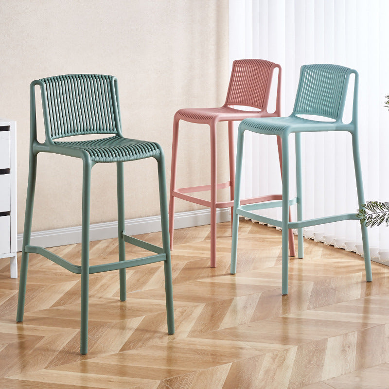 Taburete de Bar Cuadrado Moderno Minimalista de Plástico con Respaldo para Cocina 