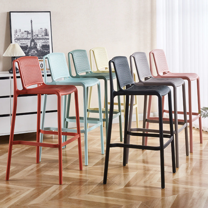 Taburete de Bar Cuadrado Moderno Minimalista de Plástico con Respaldo para Cocina 
