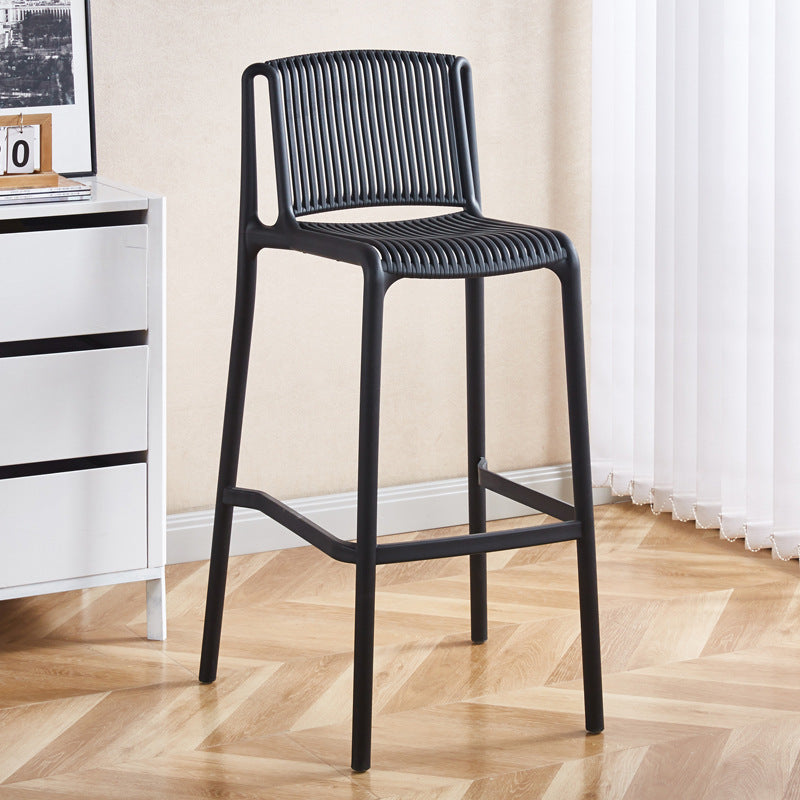 Taburete de Bar Cuadrado Moderno Minimalista de Plástico con Respaldo para Cocina 