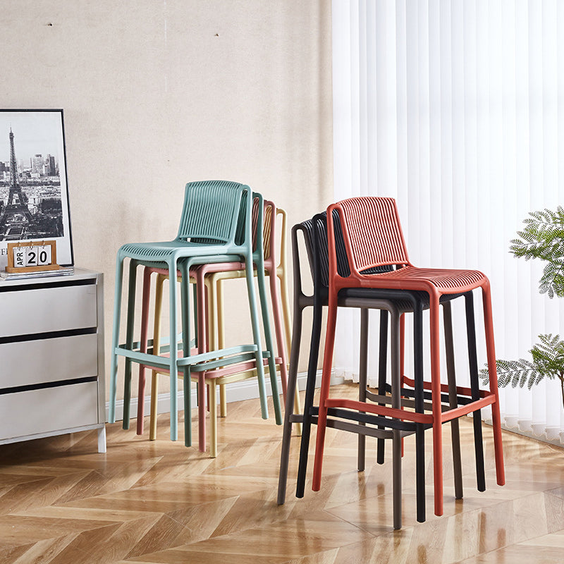 Taburete de Bar Cuadrado Moderno Minimalista de Plástico con Respaldo para Cocina 