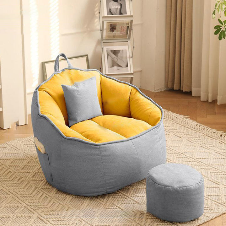 Contemporary Scandinavian Round Synthetic Fabric Accent Chair Backrest For Living Room