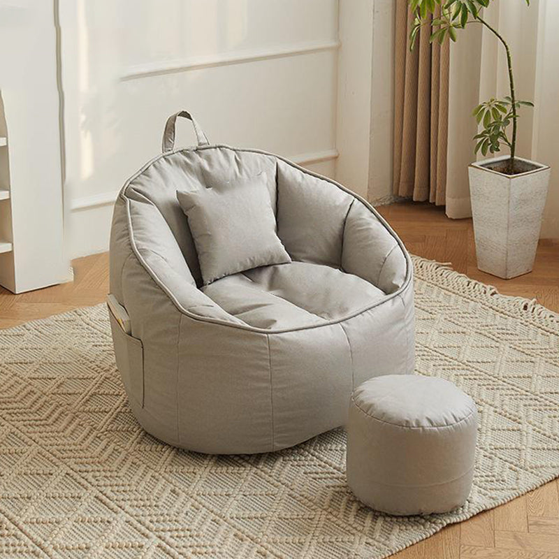 Contemporary Scandinavian Round Synthetic Fabric Accent Chair Backrest For Living Room