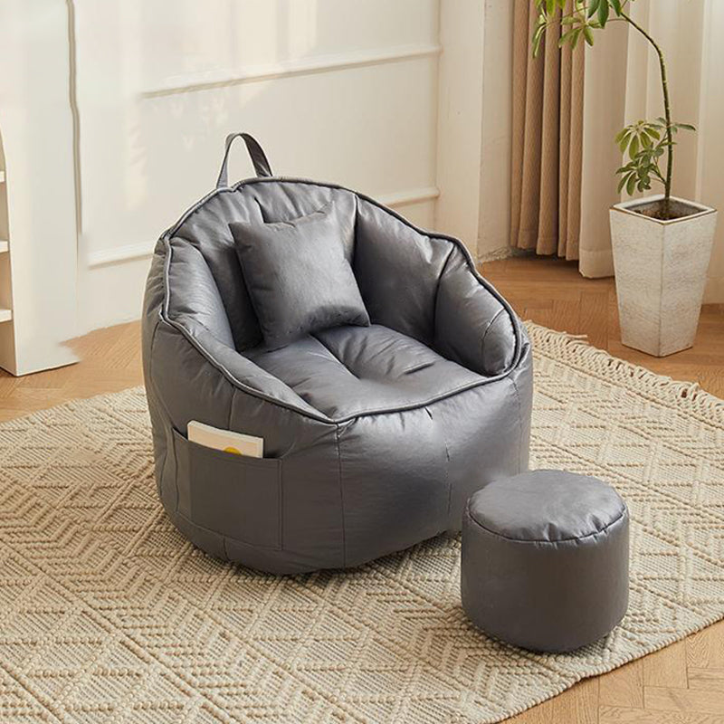 Contemporary Scandinavian Round Synthetic Fabric Accent Chair Backrest For Living Room
