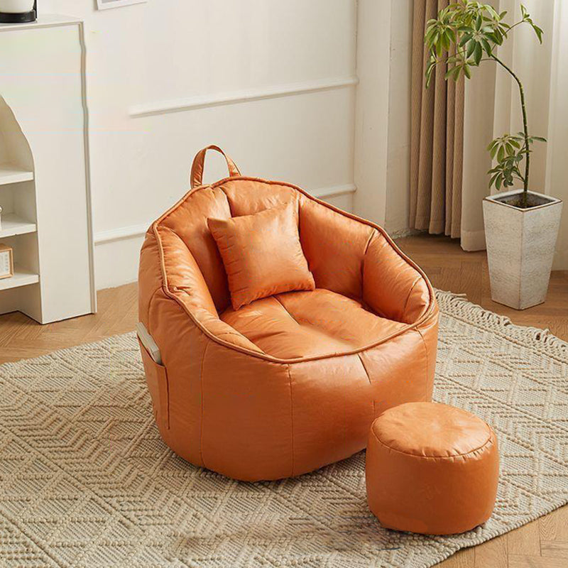 Contemporary Scandinavian Round Synthetic Fabric Accent Chair Backrest For Living Room