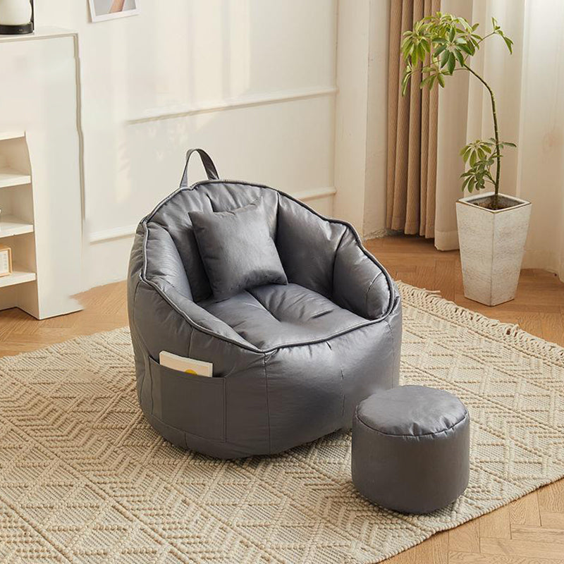 Contemporary Scandinavian Round Synthetic Fabric Accent Chair Backrest For Living Room