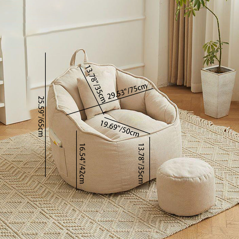 Contemporary Scandinavian Round Synthetic Fabric Accent Chair Backrest For Living Room