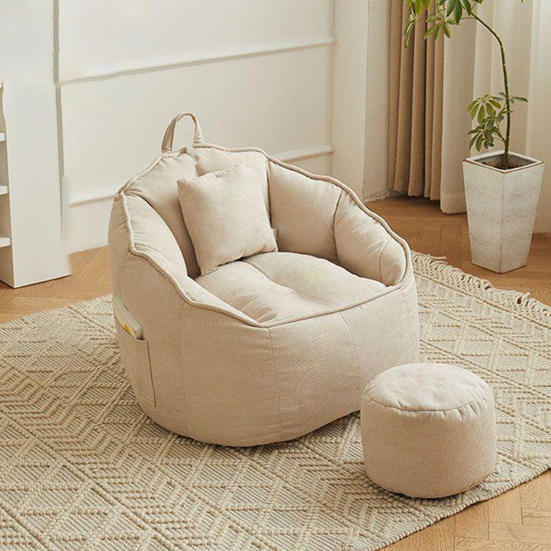 Contemporary Scandinavian Round Synthetic Fabric Accent Chair Backrest For Living Room