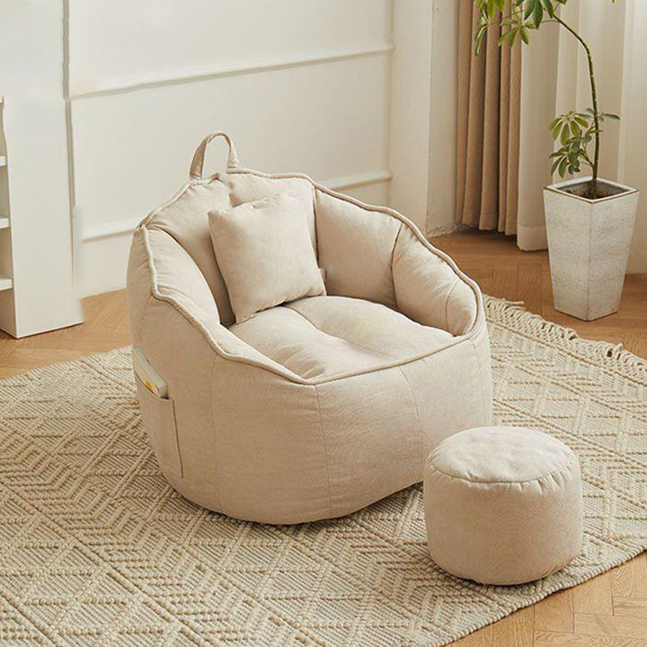 Contemporary Scandinavian Round Synthetic Fabric Accent Chair Backrest For Living Room