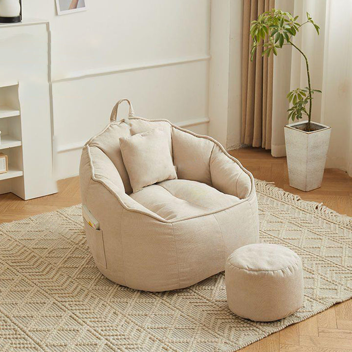 Contemporary Scandinavian Round Synthetic Fabric Accent Chair Backrest For Living Room