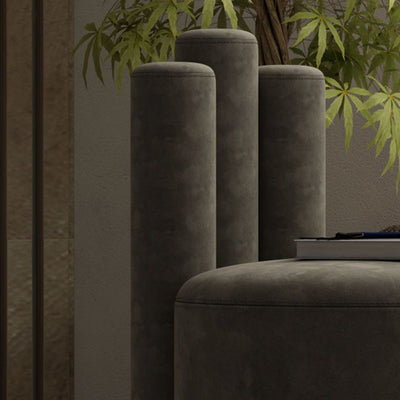 Modern Luxury Cylinder Solid Wood Velvet Iron Vanity Stool Backrest For Bedroom