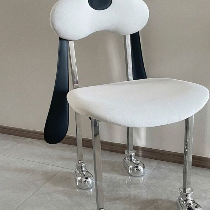 Modern Eclectic Dog Square Leather Stainless Steel Dining Chair Backrest For Dining Room