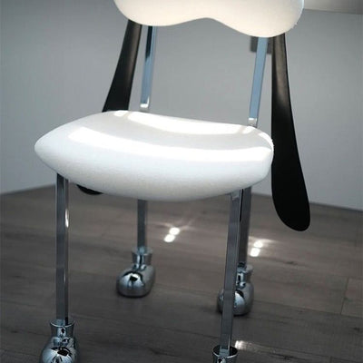 Modern Eclectic Dog Square Leather Stainless Steel Dining Chair Backrest For Dining Room