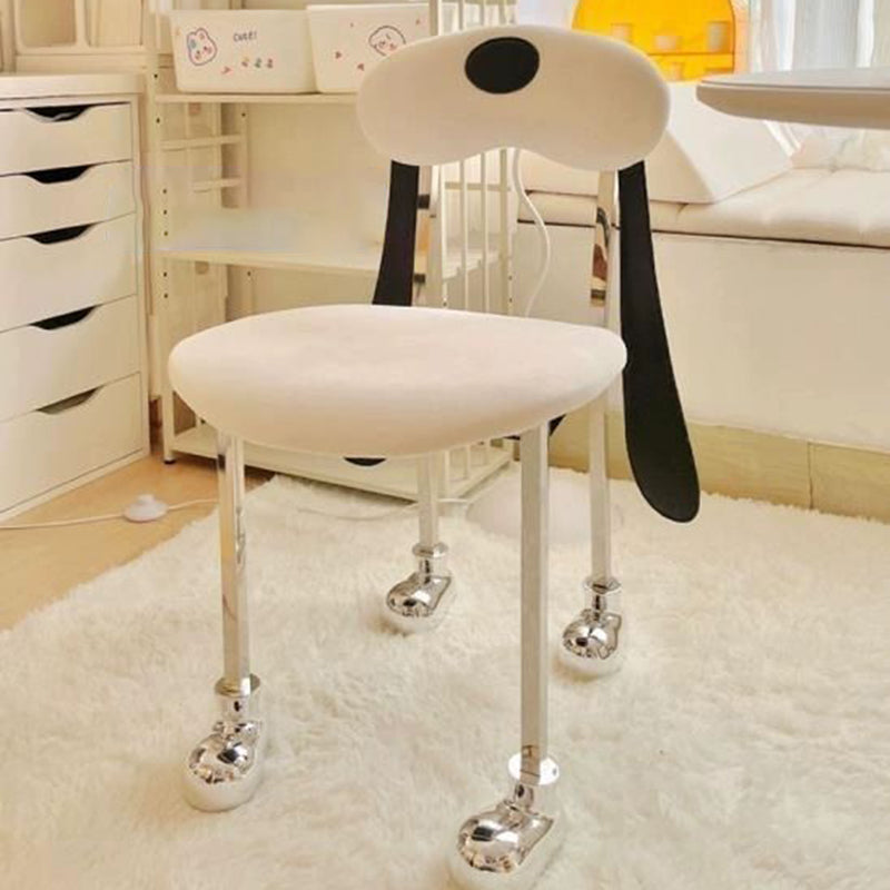 Modern Eclectic Dog Square Leather Stainless Steel Dining Chair Backrest For Dining Room